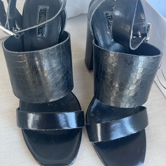 Top Shop Black ‘Roscha’ Croc-Effect High Sandals Size 6.5 - Picture 10 of 10